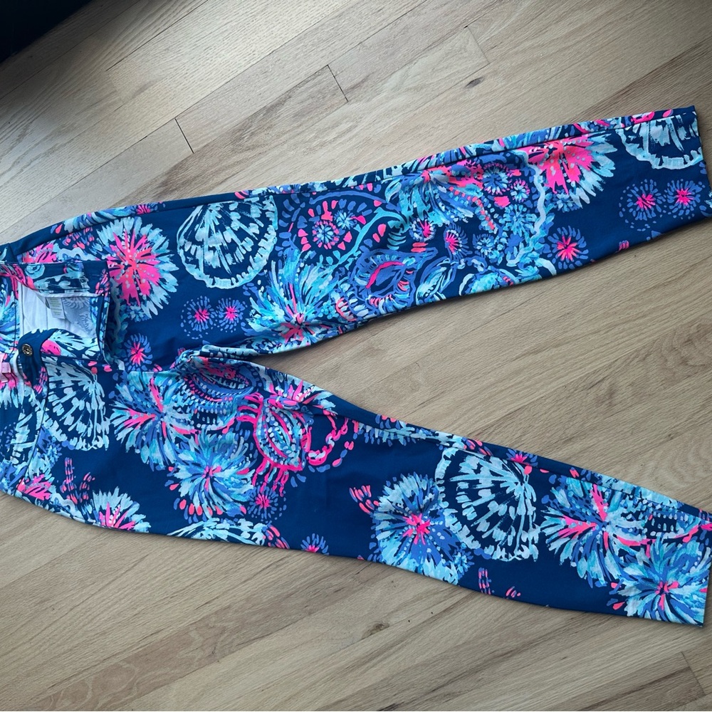 Lilly Pulitzer Blue and Pink Floral Skinny Jeans
